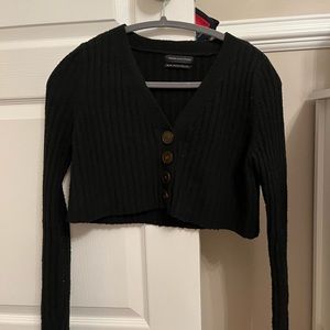 Black Cropped Button Down Sweater
